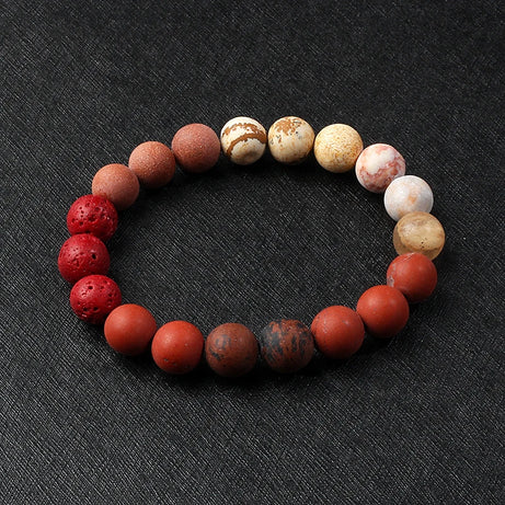 Nine Planets Solar System Beaded Bracelet, Natural Stone Galaxy Cosmic Talisman