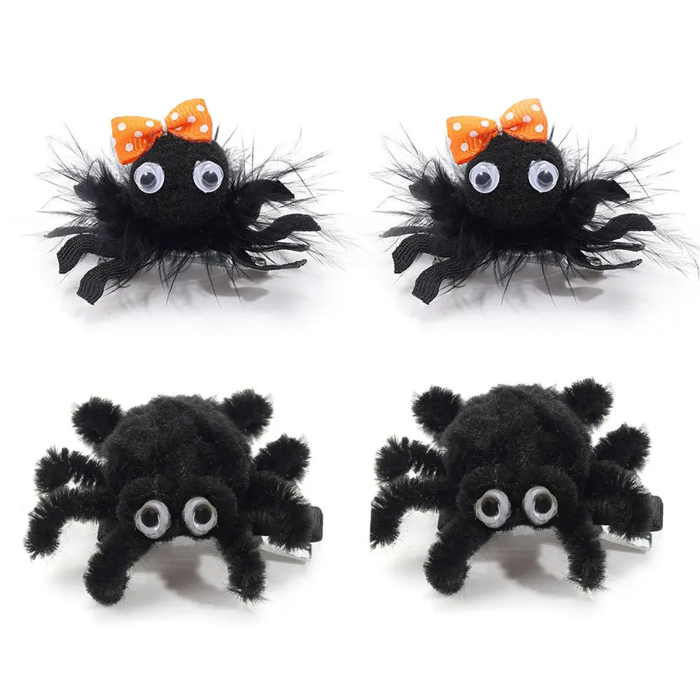 ncmama 2Pcs Halloween Spider Hair Clips For Baby Girls Cute Animal Hairpin Barrettes Kids Headdress Hair Accessories Party Decor - Charlie Dolly