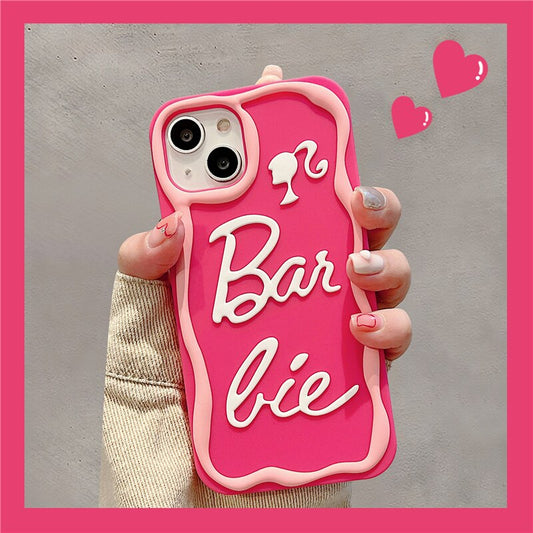 Barbie Letter Mobile Phone Case for Iphone14Promax Fashion Women 3D Pink Silicone Soft Shell 13Pro Protective Holder Accessory - Charlie Dolly