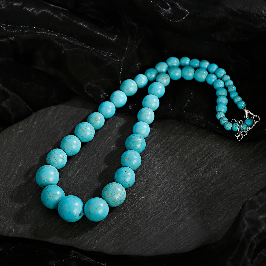 Green Stone Turquoise Beaded Choker Necklace Jewelry