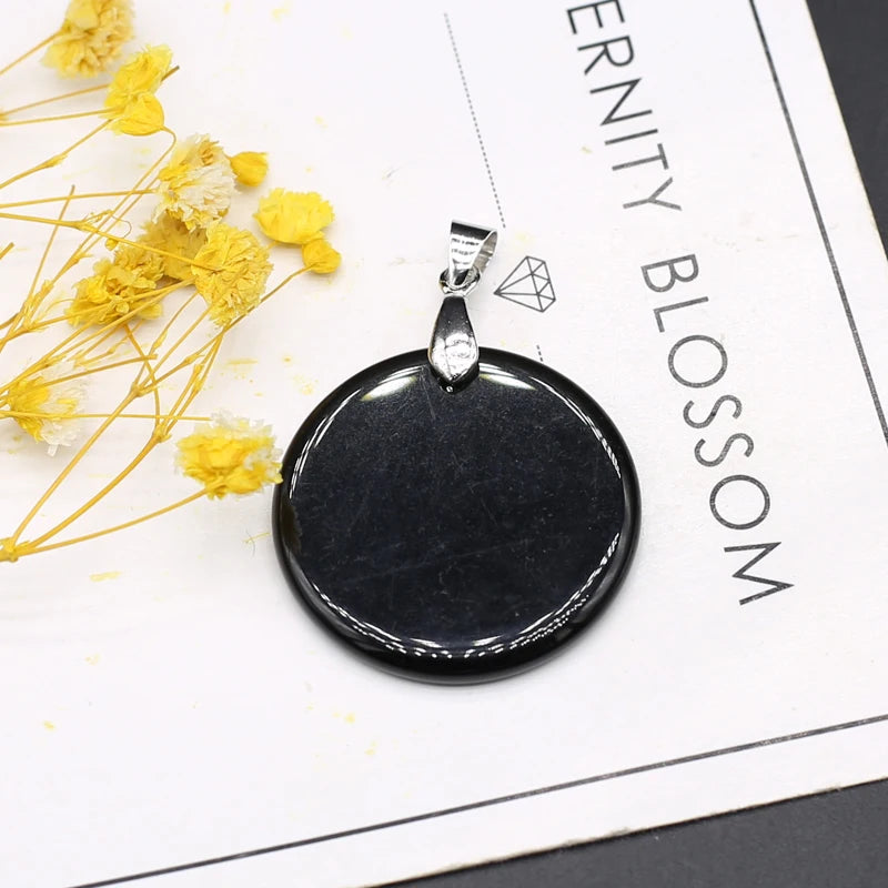 Natural Stone Agates Pendants Big Round Lapis lazuli Tiger Eye Charmsfor Jewelry Making Diy earring necklace accessories