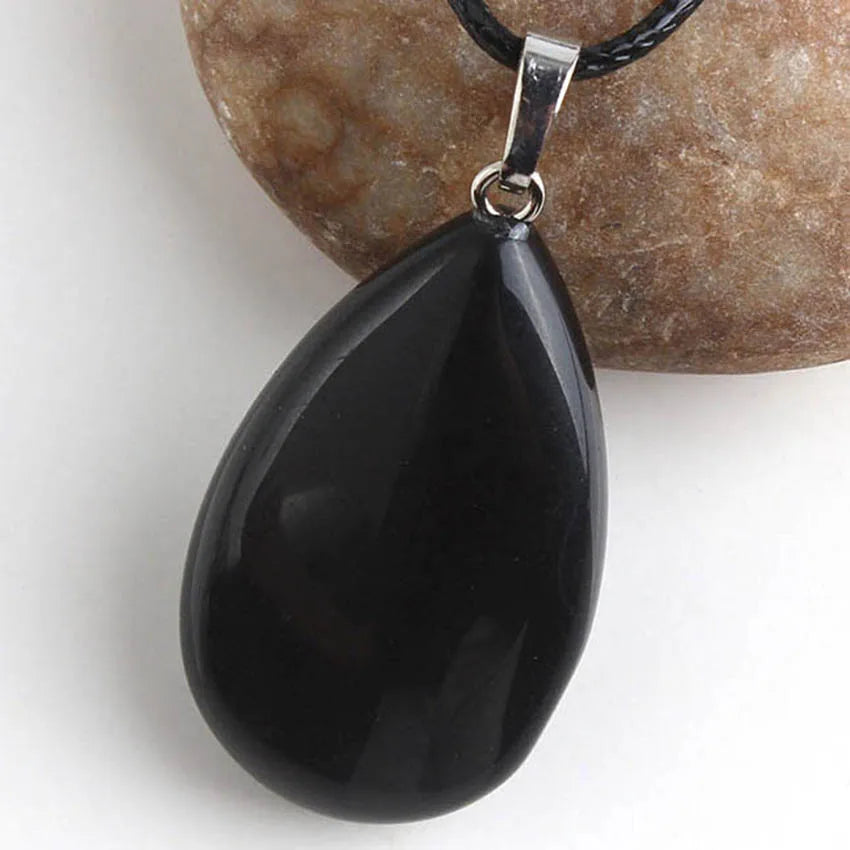 Natural Tiger Eye Stone Teardrop Pendants For Women Necklace DIY Amethyst Rose Quartz Crystal Pendant Boho Jewelry Gift for Her