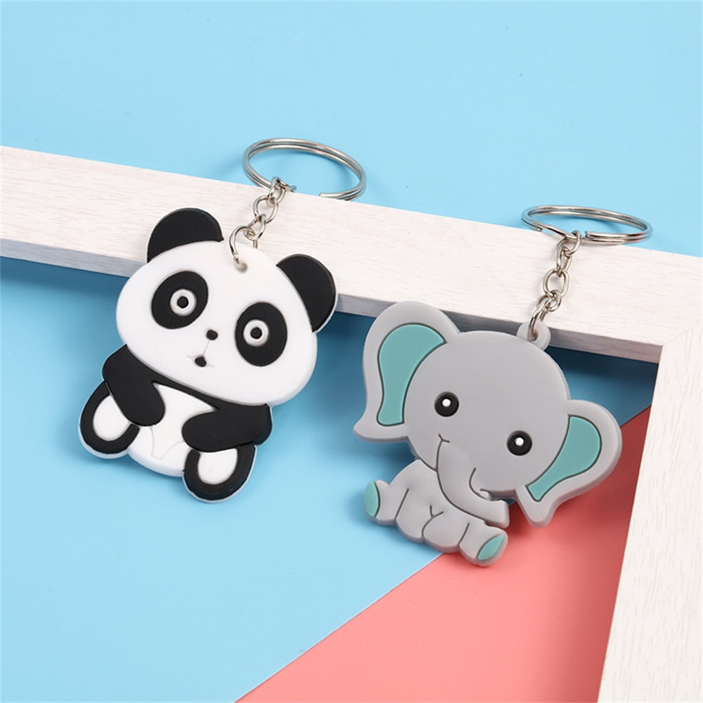 Cute Elephants Pandas Cows Cartoon Resin Keychain Pendant Fashion Couples Car Keyring Charms Women Bag Ornaments Accessories - Charlie Dolly