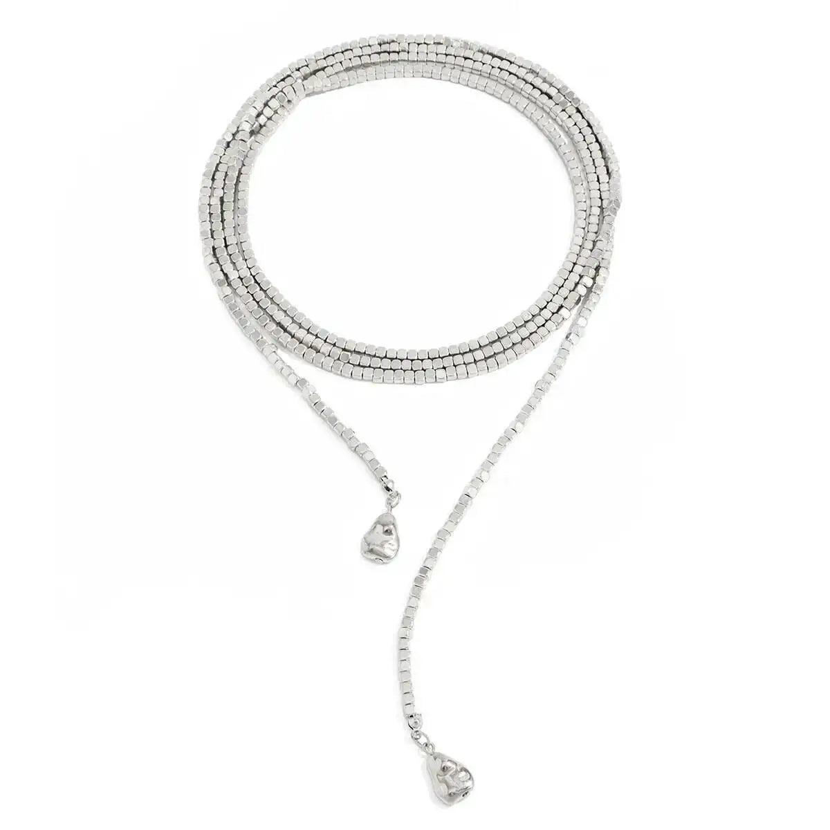 Irregular Bead Y Shape Long Necklace Jewelry