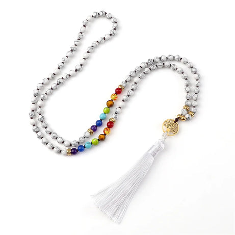 Purple Agate 7 Chakra Mala Necklace Jewelry