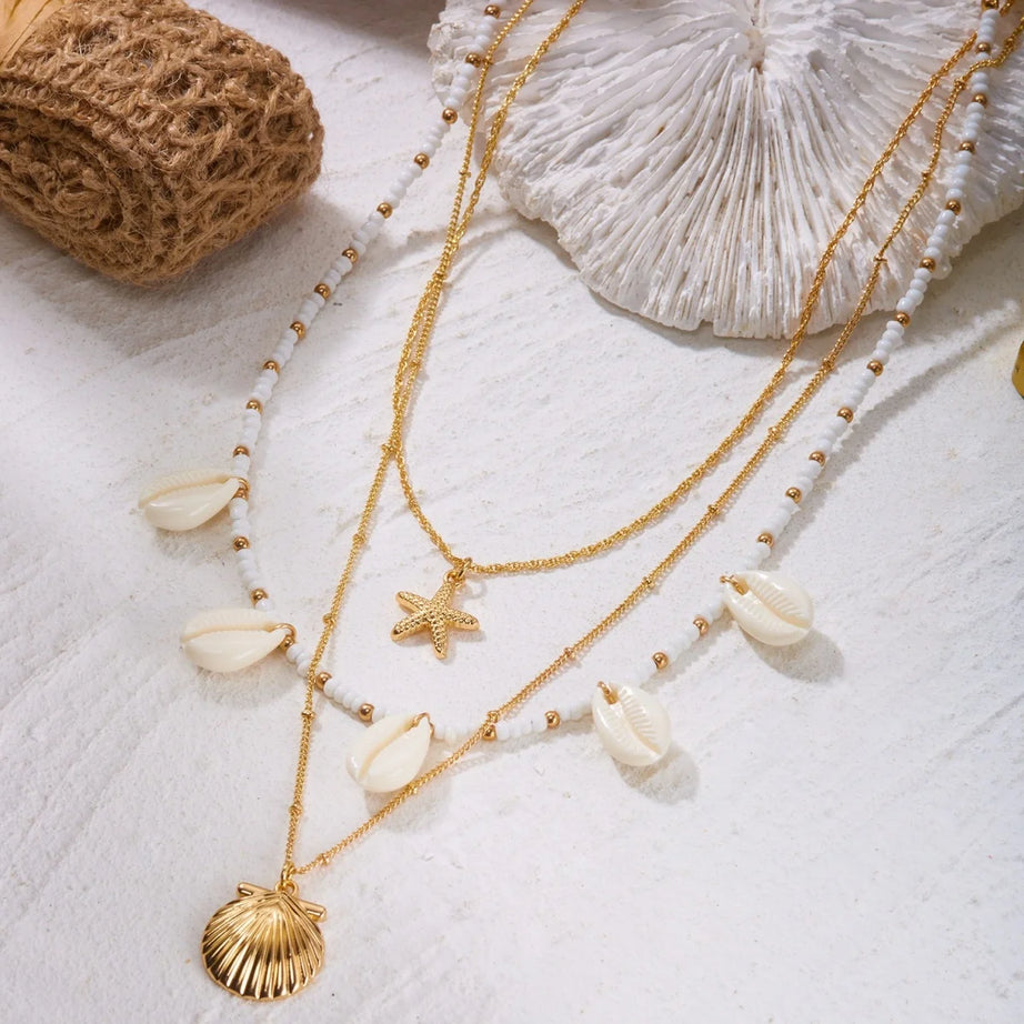 Turtle, Starfish and Shell Fishtail Boho Choker