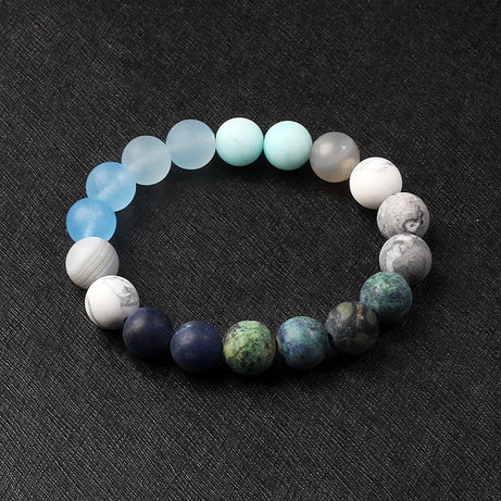 Nine Planets Solar System Beaded Bracelet, Natural Stone Galaxy Cosmic Talisman