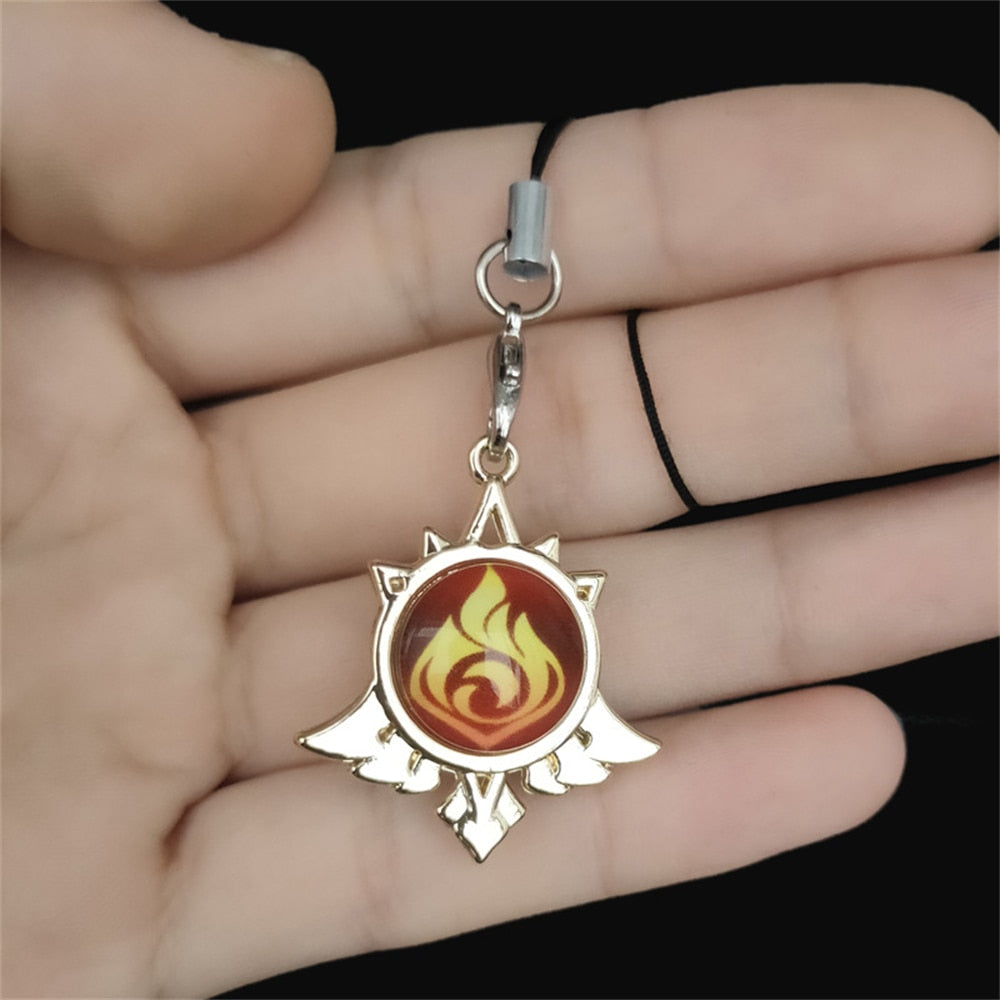 Game Genshin Impact Keychain Luminous 7 Element Double-Side Glass Pendant Weapons Eye Of Original Keyring Phone Charms Souvenir - Charlie Dolly