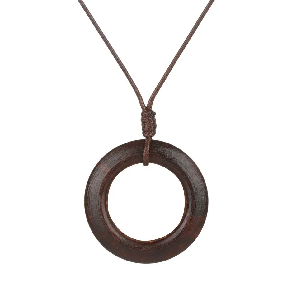 Nepal Wood Bead Mala Pendant Necklace Jewelry