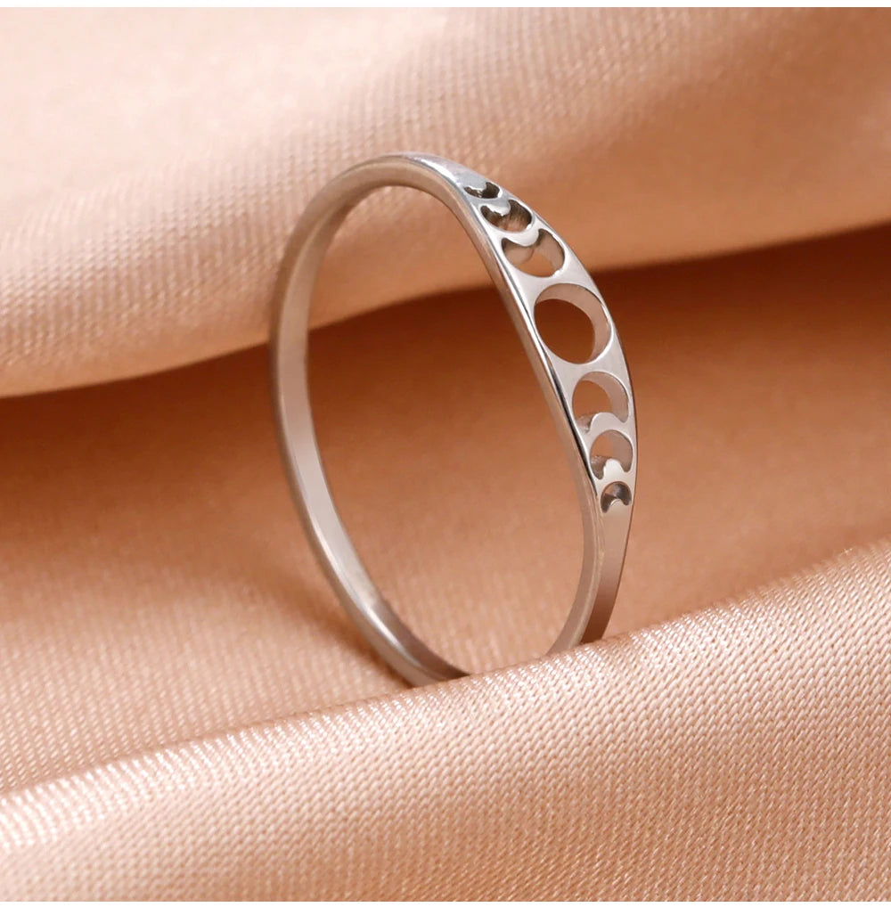 COOLTIME Moon Phase Ring for Women Stainless Steel Minimalist Couple Rings Jewelry Anniversary Gift 2026 New in Wholesale