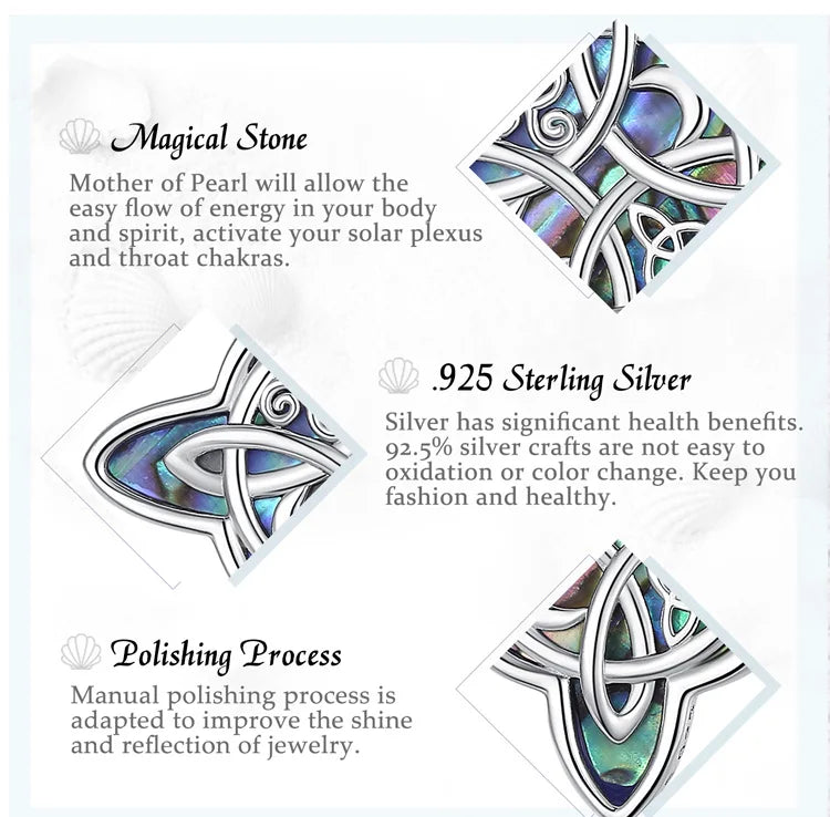 Eudora original 925 Sterling Silver Witch Knot Necklace for Men Women Natural Abalone Witchcraft Amulet Pendant Wicca Jewelry