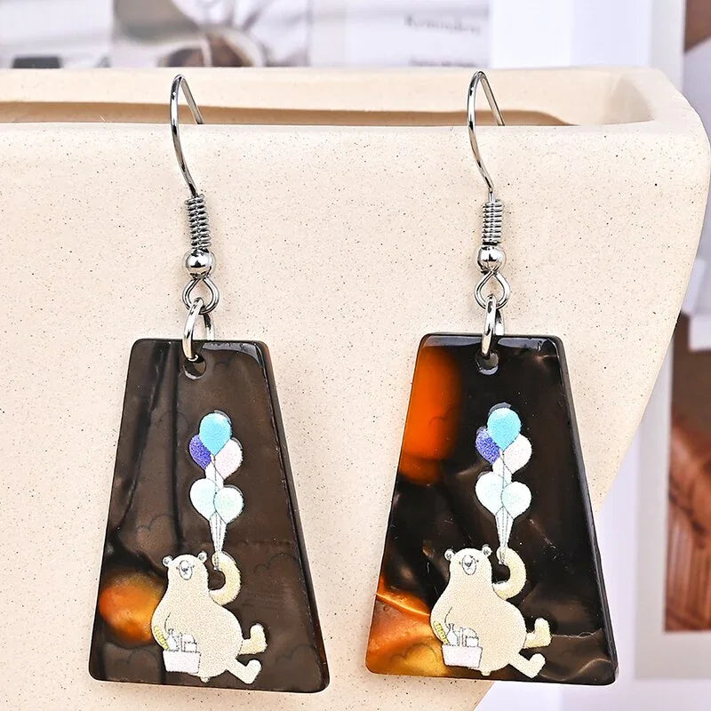 Japan Style Fashion Acrylic Tanjiro Earrings Demon Earrings Anime Cosplay Hanafuda Drop Long Earrings for Women Girls Jewelry - Charlie Dolly