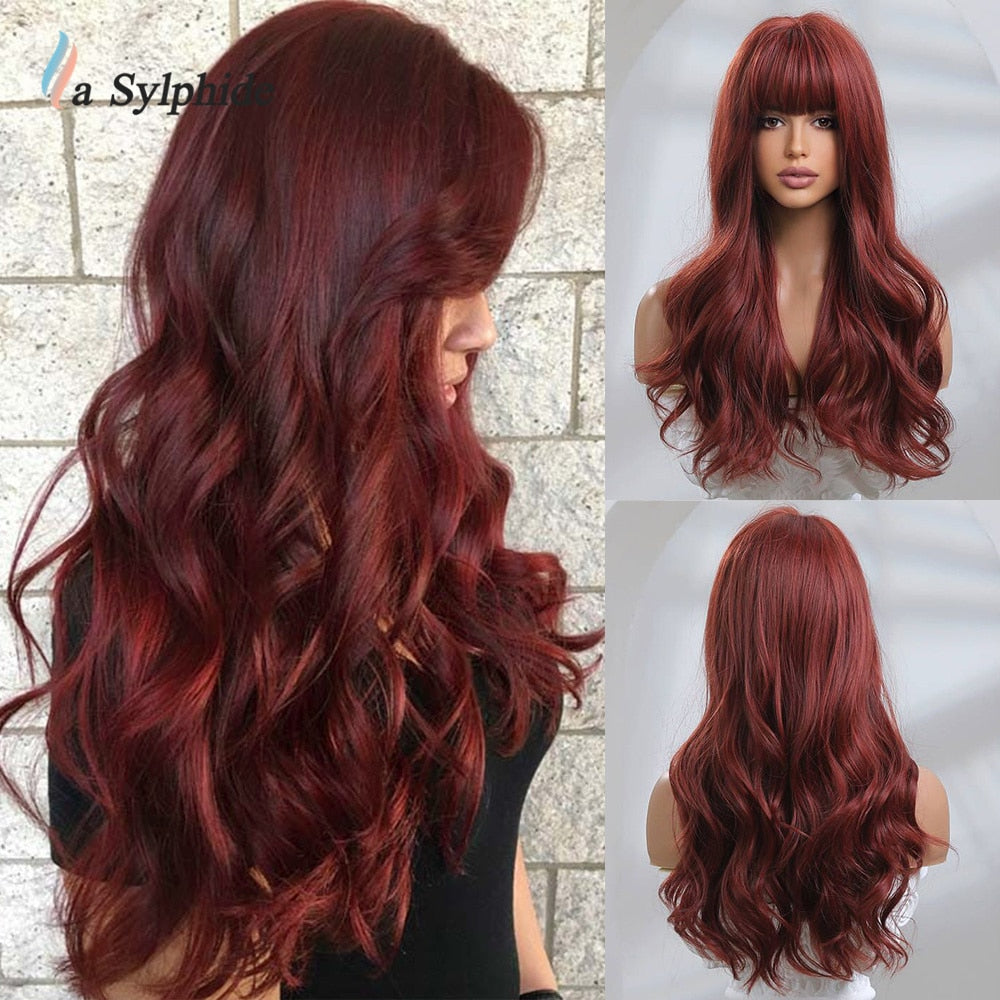 La Sylphide Synthetic Hair Wigs Cosplay Wig Long Wave Root Black Ombre Pink for Woman Heat Resistant Fiber Daily Party Wig - Charlie Dolly