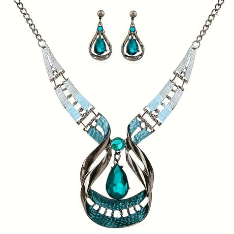 Geometric Statement Collar Necklace Earring Set Jewelry