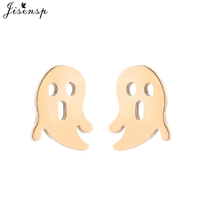 Punk Ghost Pumpkin Earrings for Women Men Stainless Steel Ear Studs Halloween Jewelry Eyes Skull Earrings Thanksgiving Gift - Charlie Dolly