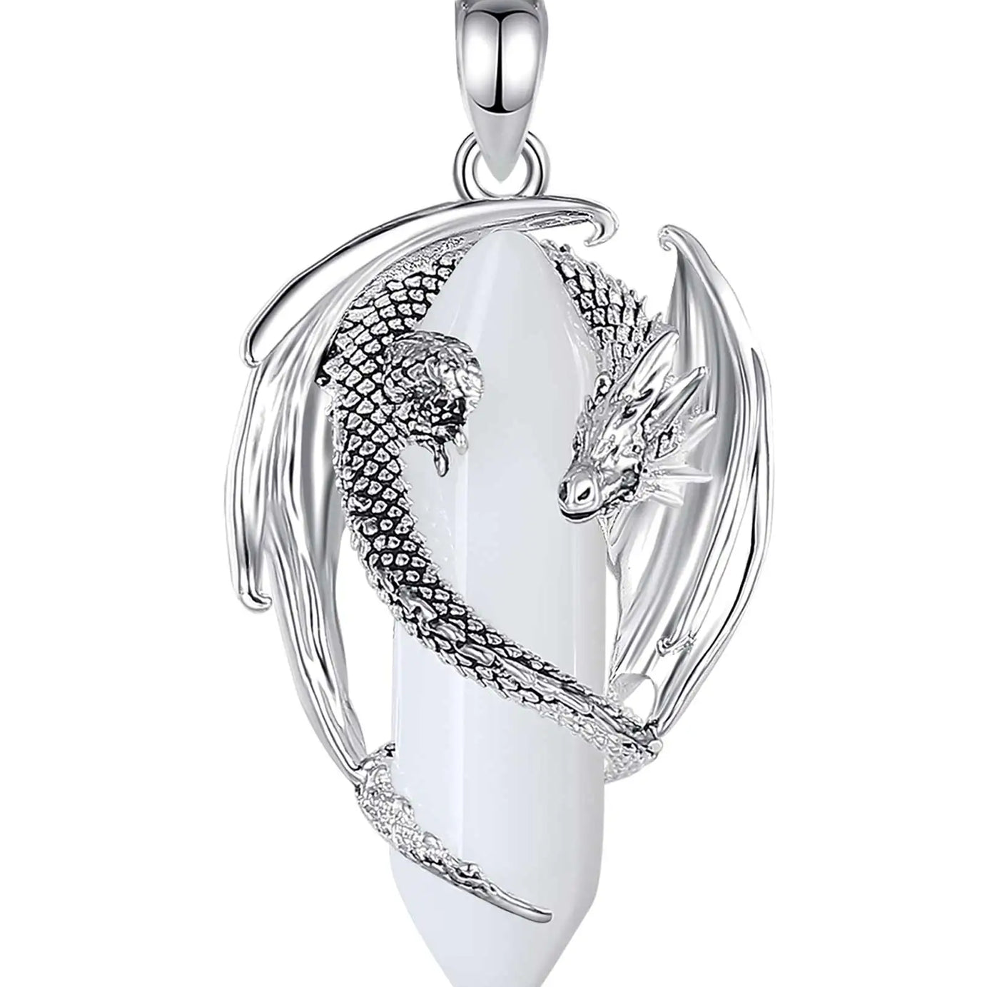 Dragon Natural Stone Hexagonal Prism Necklace