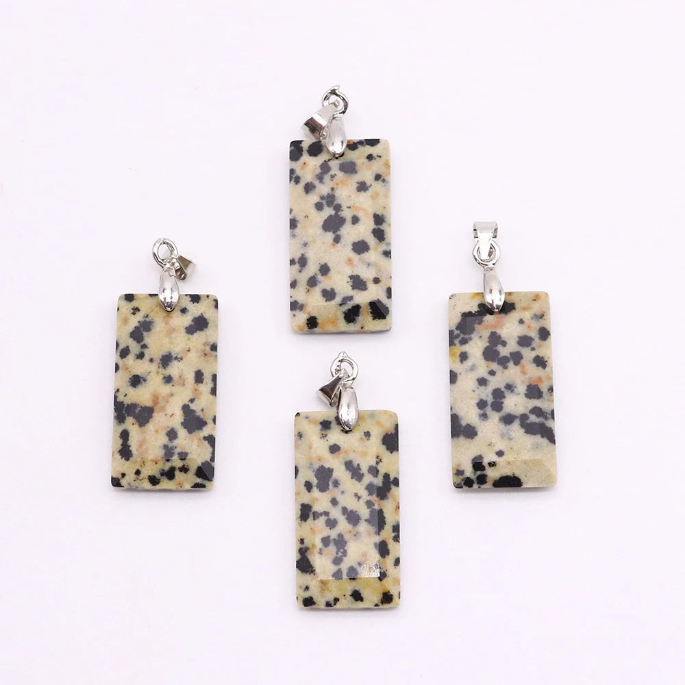 2pcs Quartz Crystal Rectangle Stone Pendants for Women DIY Necklace Natural Amethyst Lapis Lazuli Slice Pendant Earrings Jewelry