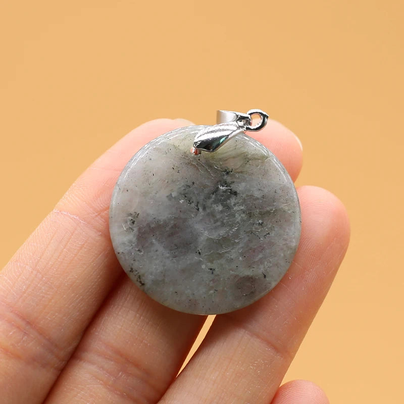 Natural Stone Agates Pendants Big Round Lapis lazuli Tiger Eye Charmsfor Jewelry Making Diy earring necklace accessories