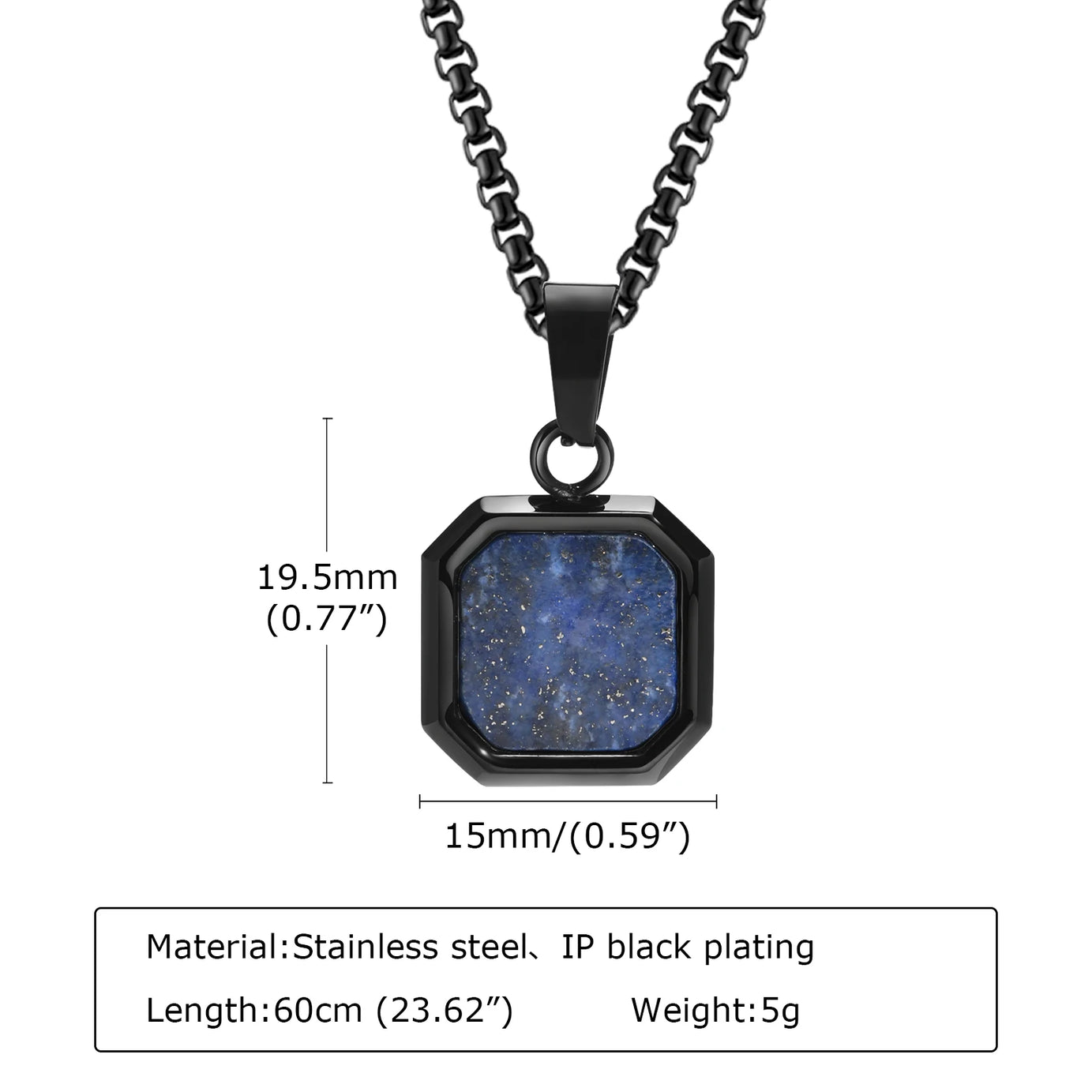 Natural Stone and Stainless Steel Hip Hop Pendant Necklace for Men