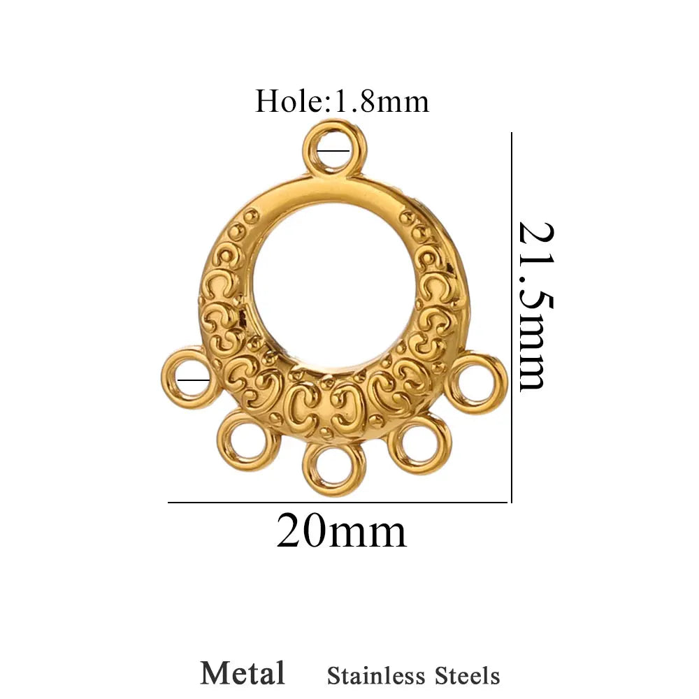 5pcs Stainless Steel Earring Connector Charms Boho Gold Hollow Pendants for Women DIY Jewelry Earring Necklace Making Wholesale