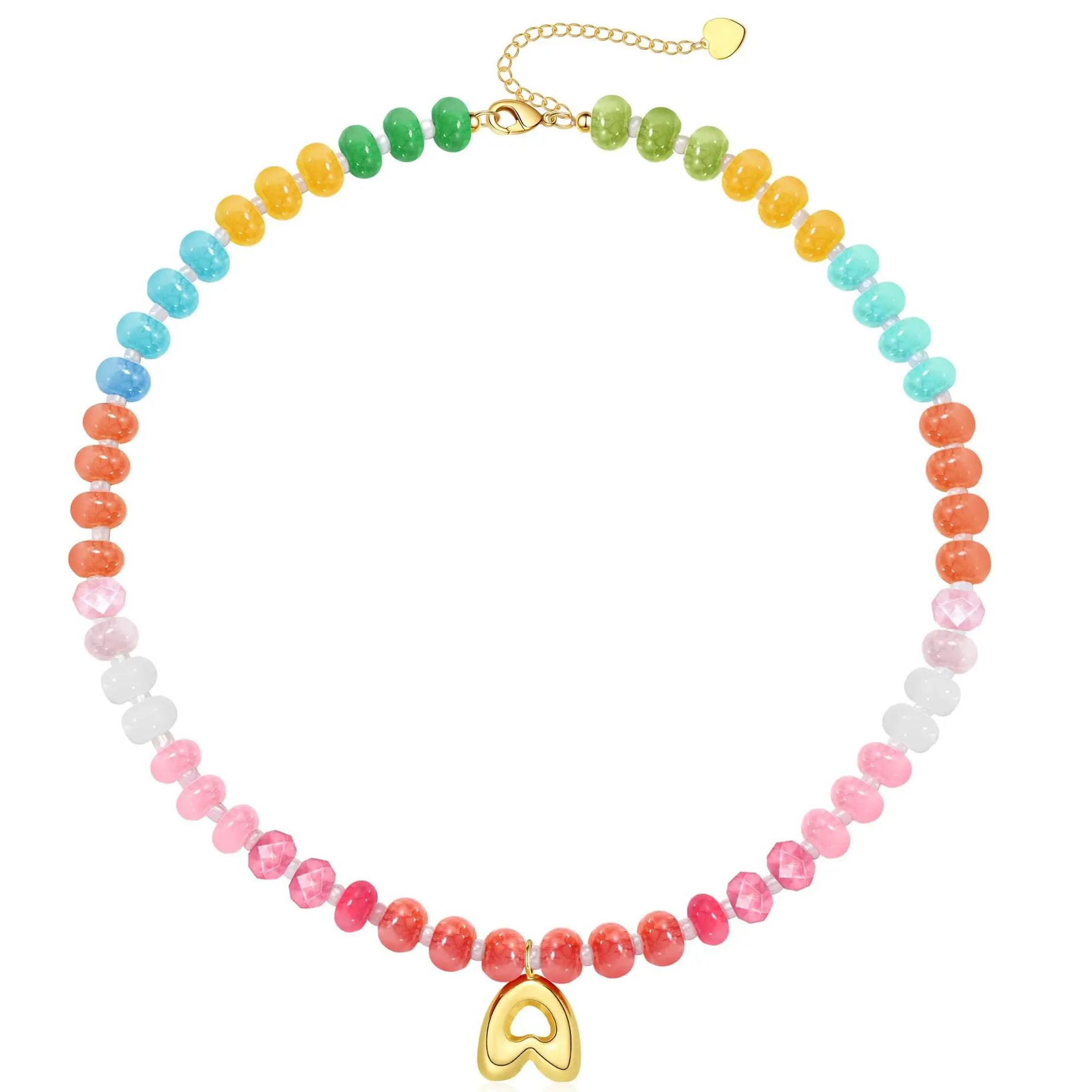 Initial Letter Stone Bead Choker