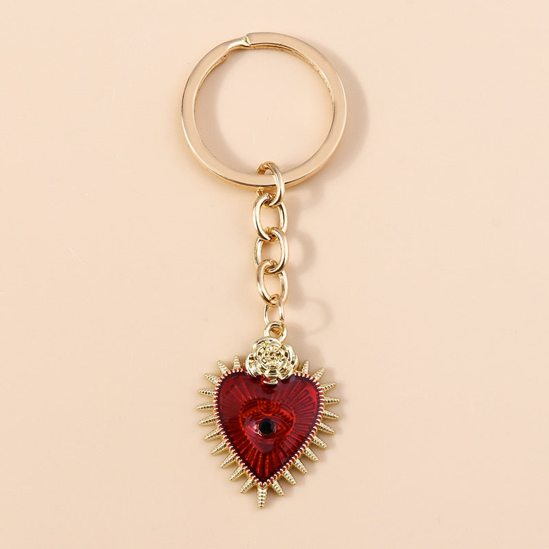 1Pc Bohemia Evil Eye Hamsa Hand Keychain for Women Men Blue Eye Sun Feather Key Ring Bag Pendant Car Key Holder Rings Wholesale - Charlie Dolly