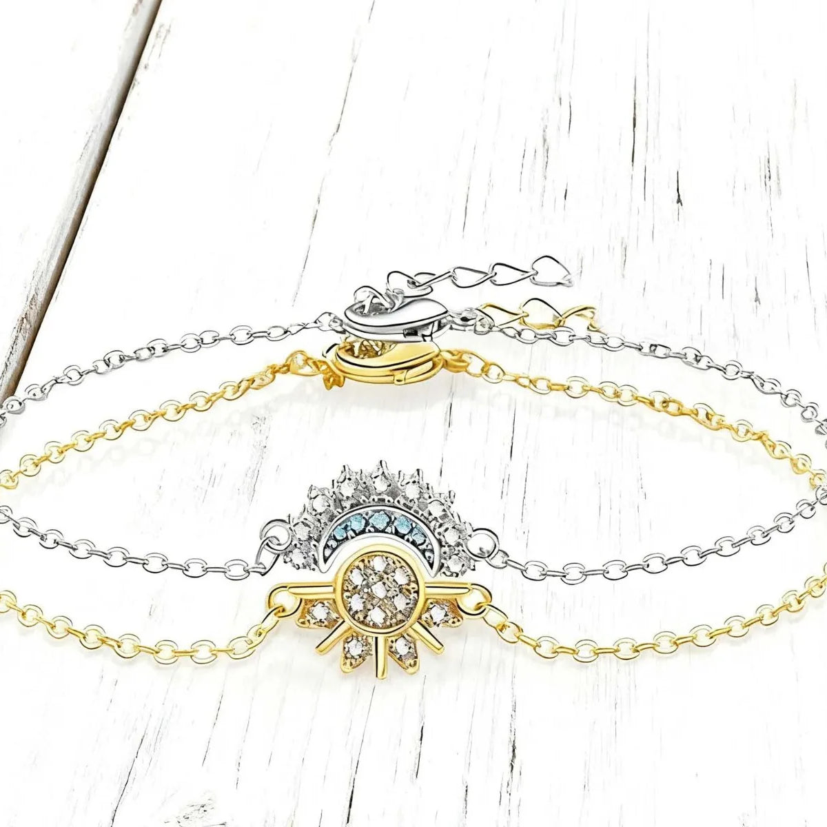 Sun & Moon Couple Necklace, Matching Celestial Pendant for Partners