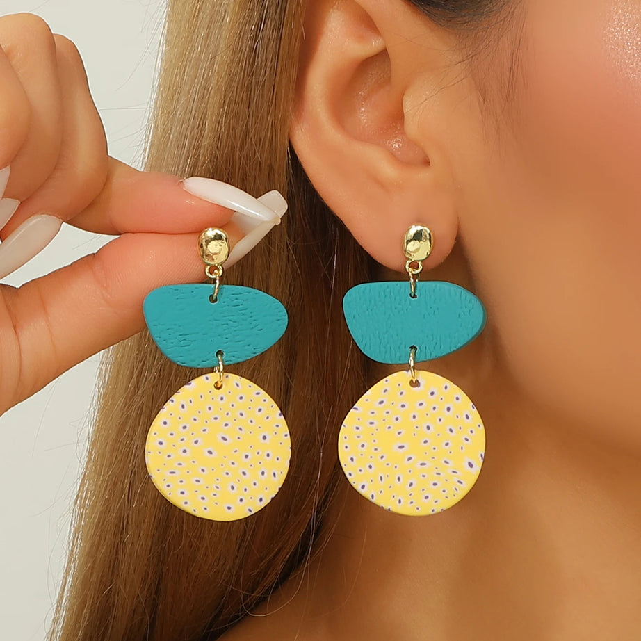 Polymer Clay Confetti Arch Statement Earrings Jewelry