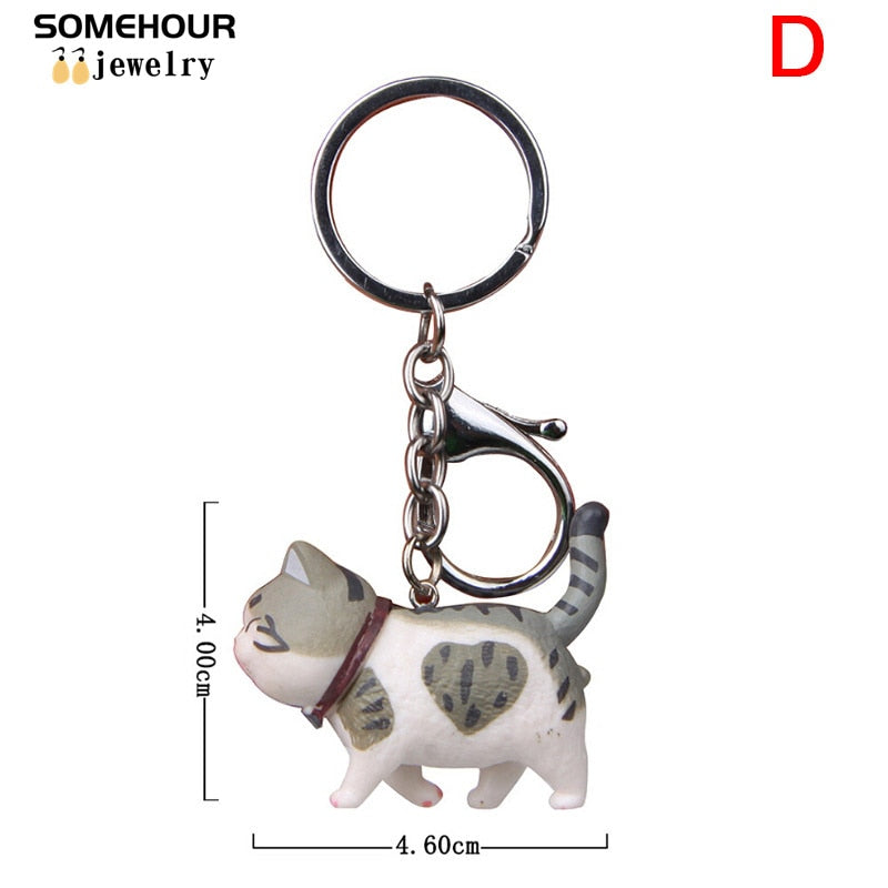 SOMEHOUR Fashion Cute Cat Pendant Keychain Car Bag Charm Shake Head Keyrings Creative Jewelry For Women Kids Gifts Accessories - Charlie Dolly