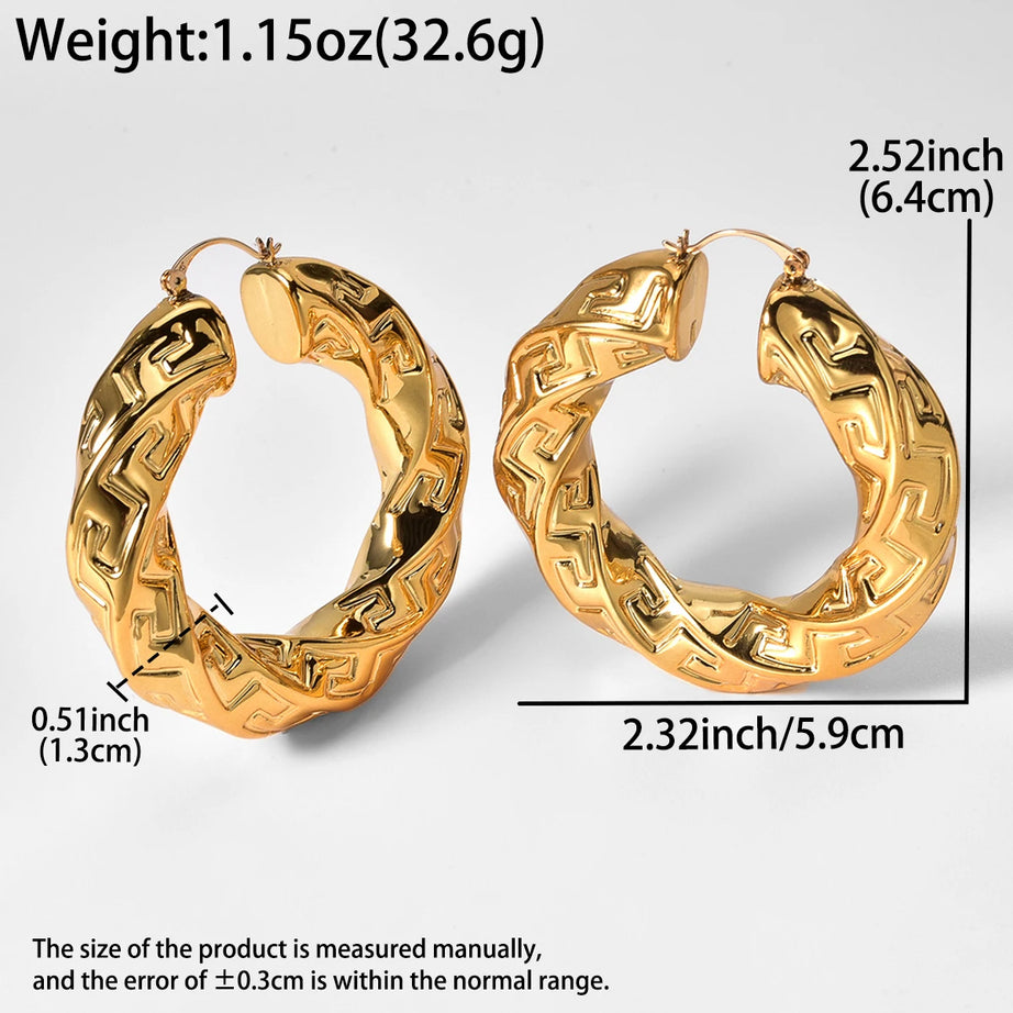 Large Gold Plated Statement Hoop Earrings Jewelry