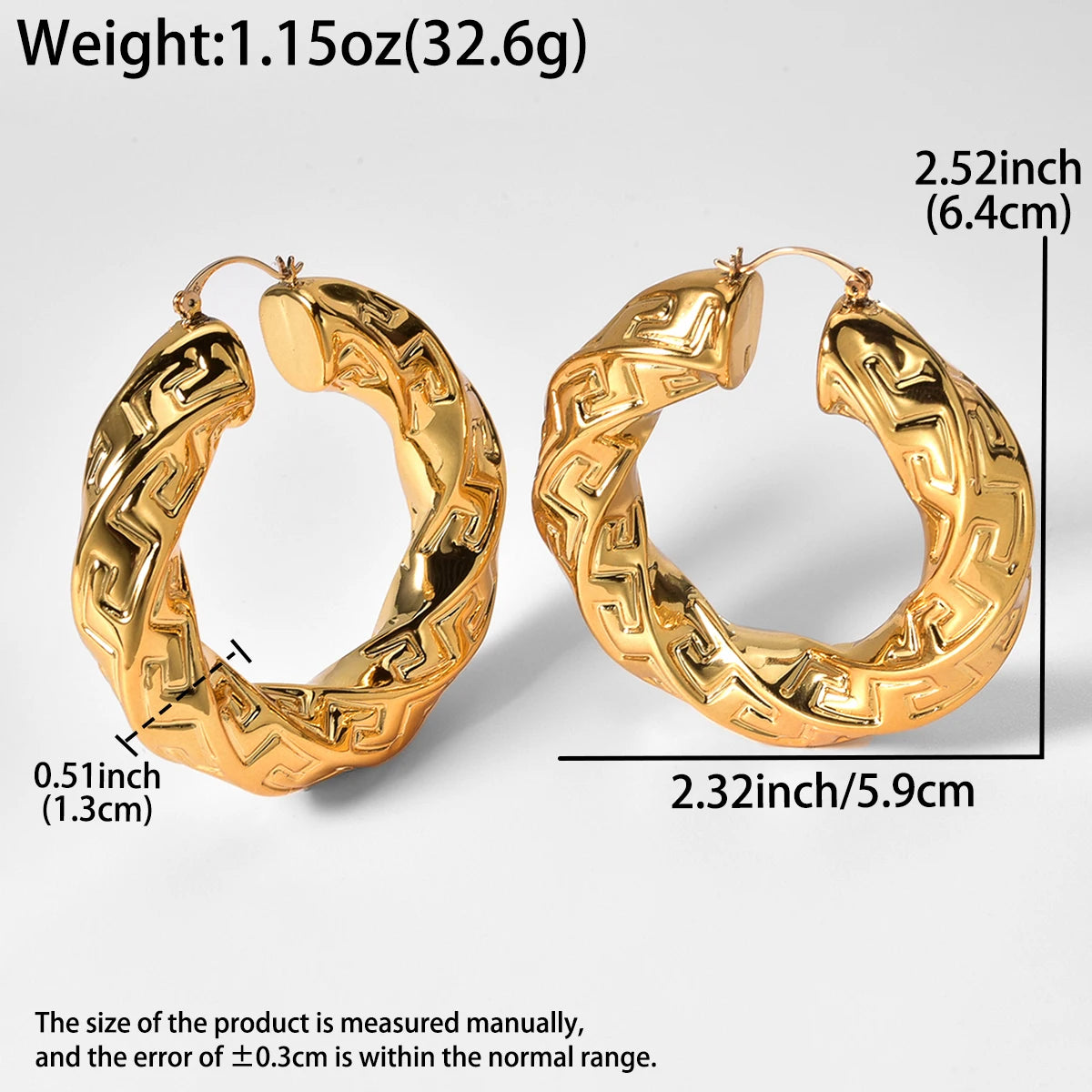 Large Gold Hoop Earrings for Women 18K Gold Plated Circle Boho Statement Jewelry Gift Wedding Anniversary Birthday Party