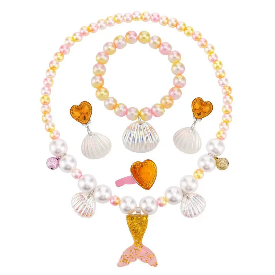 Mermaid Fish Tail Shell Bracelet and Earring Set for Girls