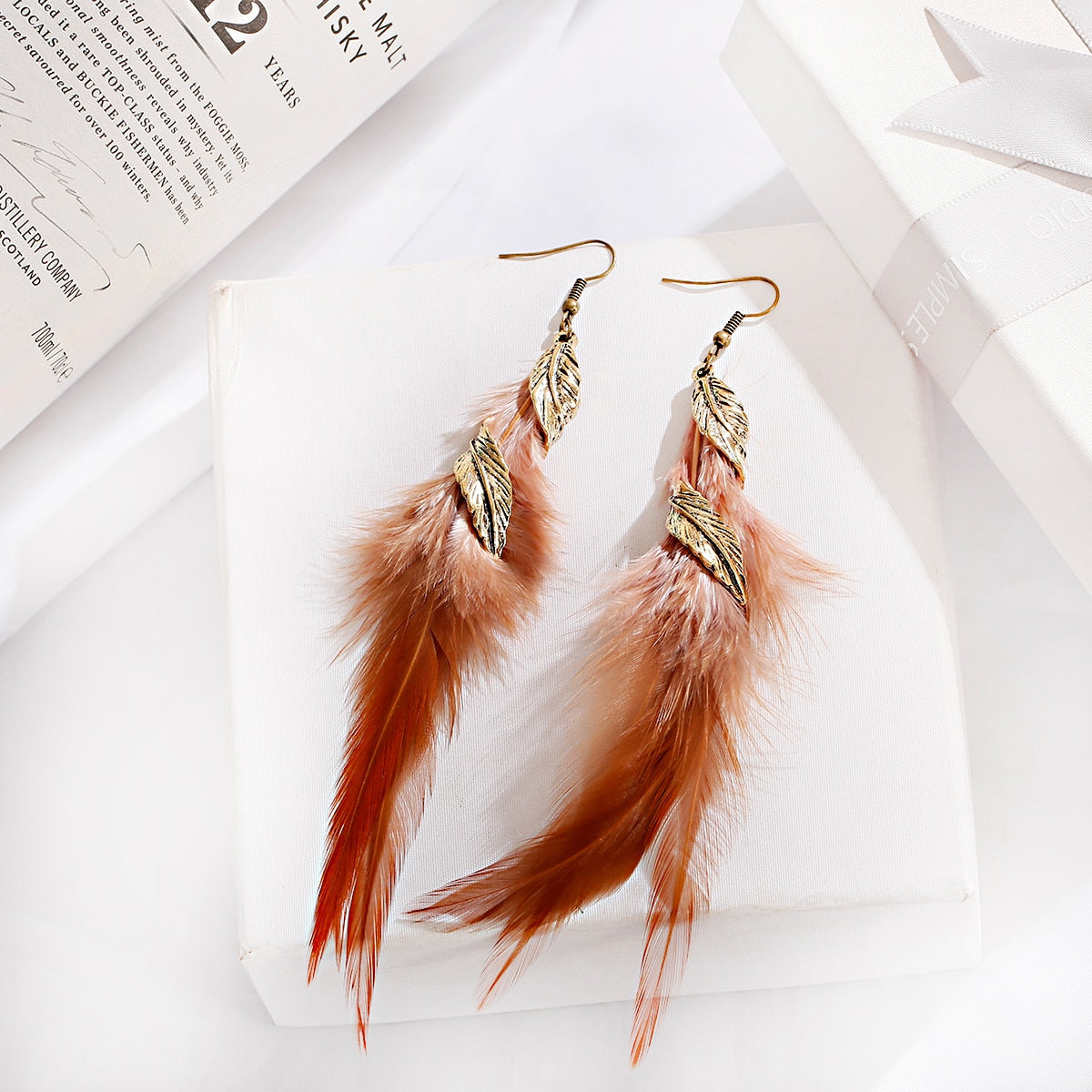 Bohemian Gold Color Long Alloy Tassel Earrings Women Kolczyki Vintage Wood Beads Feather Statement Earrings Fashion Jewelry 2019 - Charlie Dolly
