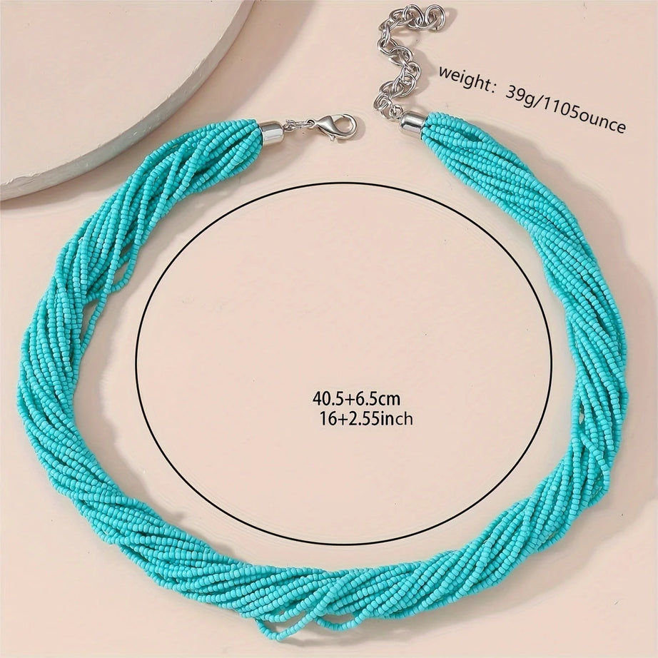 Beaded Multilayer Statement Choker Necklace Jewelry
