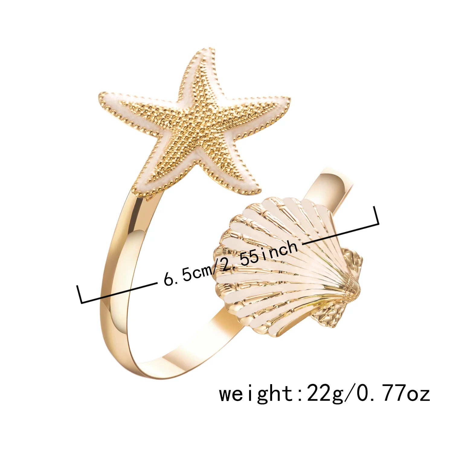 Boho Summer Starfish Shell Open Bangle for Women Gold Color Metal Blue Enamel Marine Bracelet Fashion Beach Vacation Jewelry