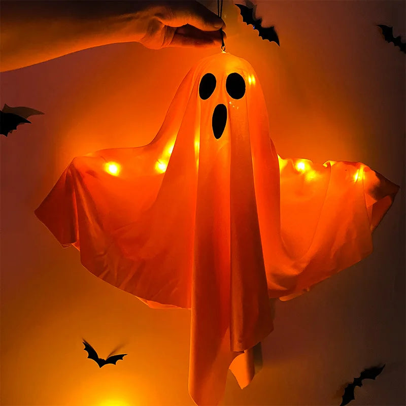 Halloween Party LED Glow Ghost Home Indoor Outdoor Decoration Supplies 2024 Haunted House Bar Hanging Horror Props with Lights - Charlie Dolly