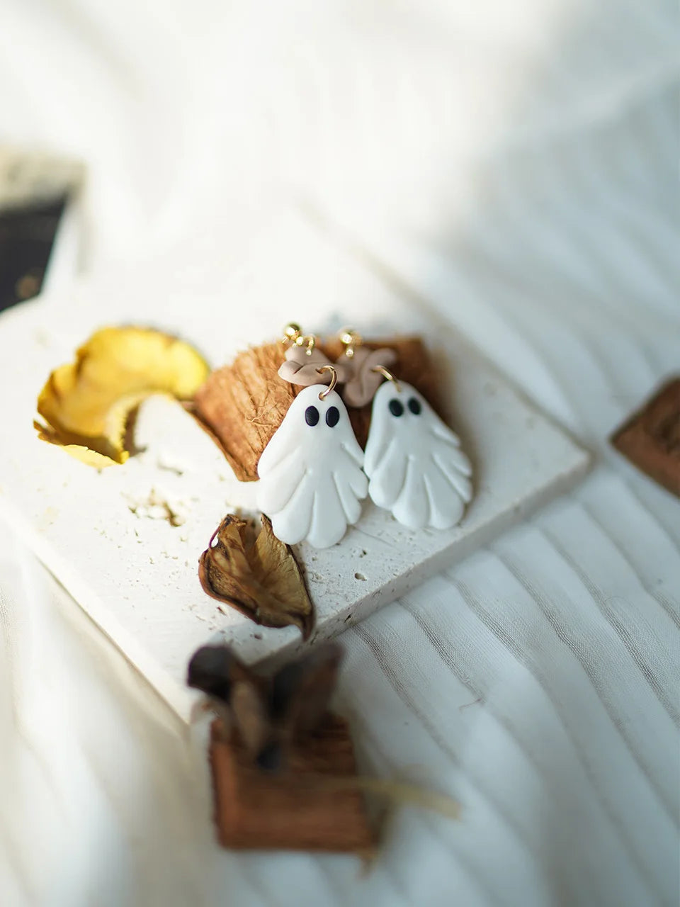 Halloween Cat Ghost  Shape Handmade Polymer Clay Earrings Halloween Themed Decoration For Women's Accessories Party Daily Ware - Charlie Dolly