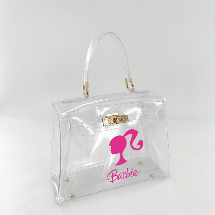 Barbie Diy Female Bag Fashion Women Transparent Jelly Tote Bags Princess Y2K Girls Handbag Shoulder Messenger Bag Pouch Gifts