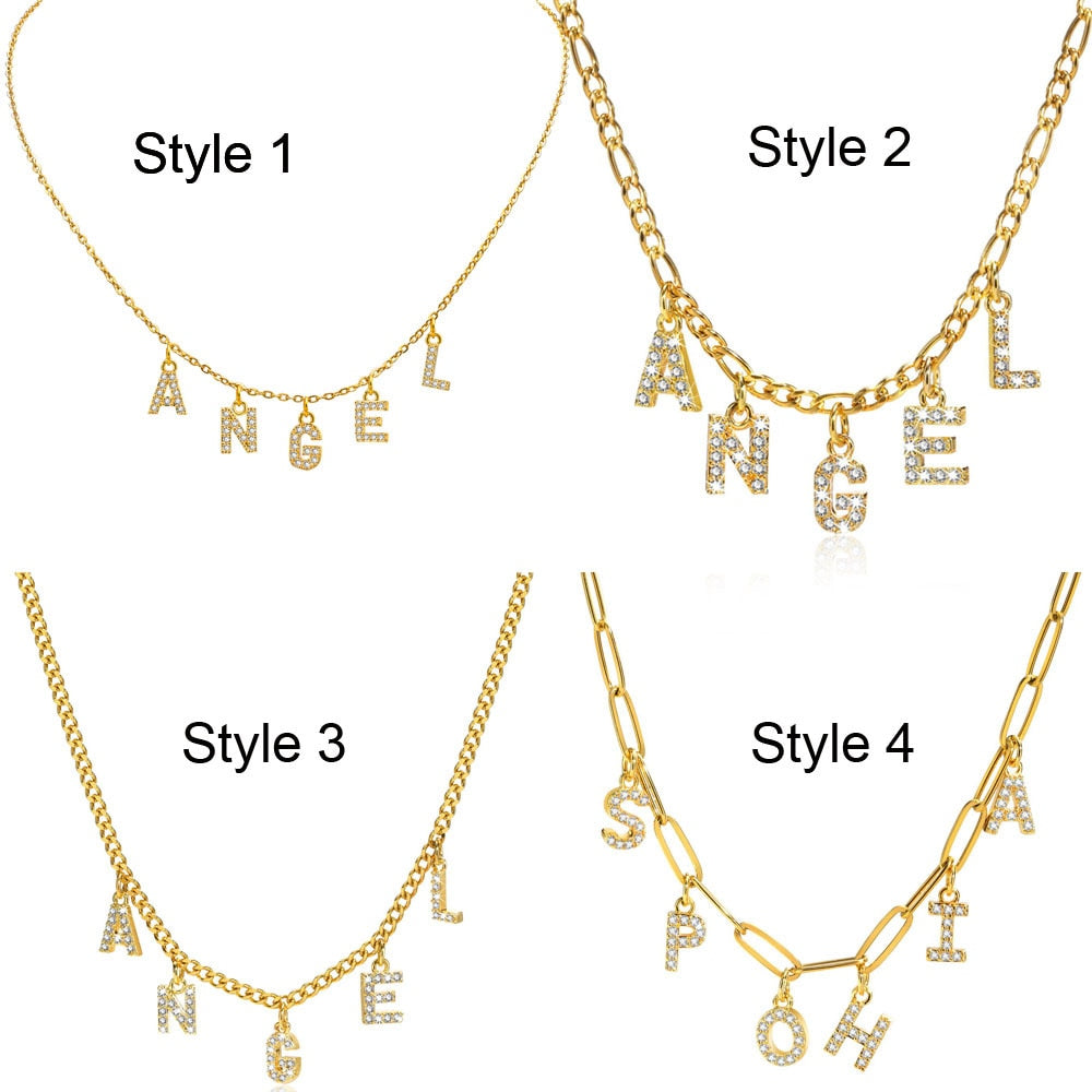 Personalized Letter Name Necklace Stainless Steel Women Alpahbet Pendant ,Initial Collar Statement Charms Gift - Charlie Dolly