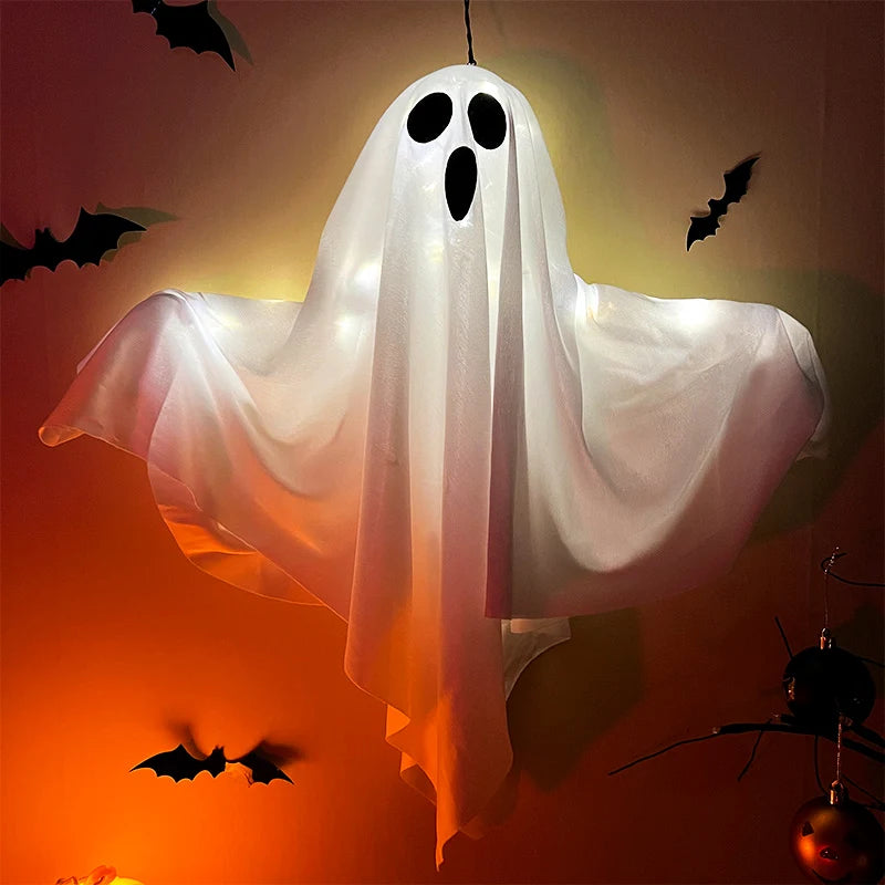 Halloween Party LED Glow Ghost Home Indoor Outdoor Decoration Supplies 2024 Haunted House Bar Hanging Horror Props with Lights - Charlie Dolly