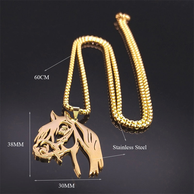 Horse Head Pendant Necklace for Women/Men Stainless Steel Animal Horse Accessories Chain Necklaces Jewelry colar masculino N2026 - Charlie Dolly