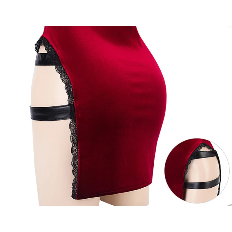 AniLV Movie Heroine Secret Service Spy Dress Uniform Halloween Women Red Lace Outfits Cosplay Costume - Charlie Dolly