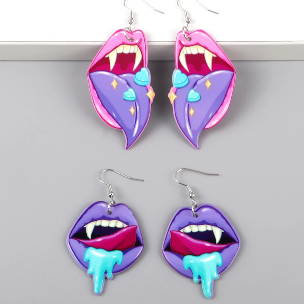 New Halloween Big Plasma Blood Bag Acrylic Drop Earrings for Women Creative Gothic Blood Pack Long Earring Vampire Jewelry Gifts - Charlie Dolly