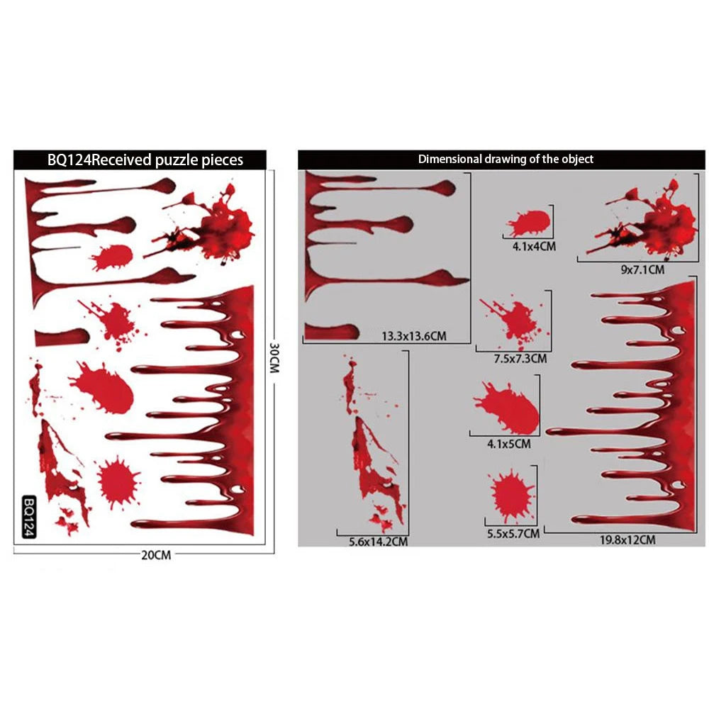 Horror Bloodstain Wall Sticker Handprint Footprint Blood Skull Window Sticker Halloween Decoration 2024 Halloween Scary Sticker - Charlie Dolly