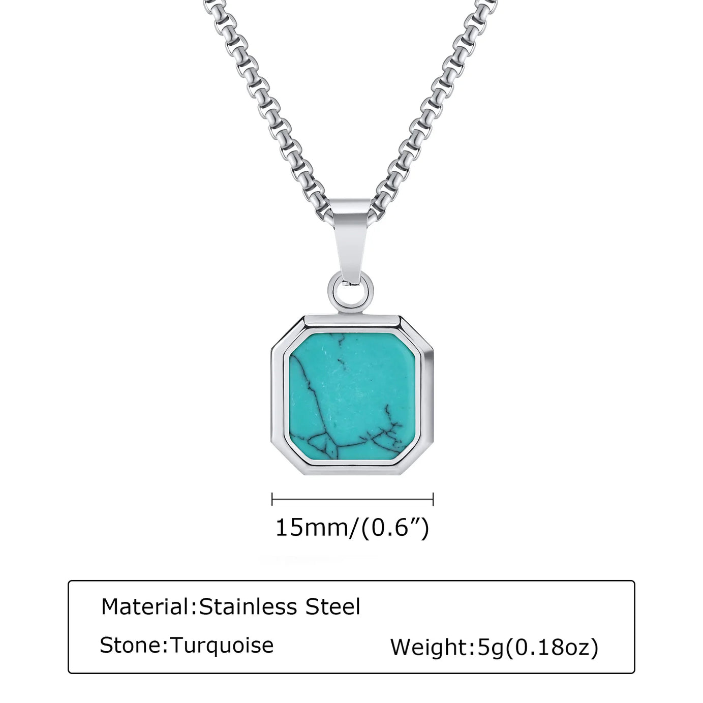 Natural Stone and Stainless Steel Hip Hop Pendant Necklace for Men