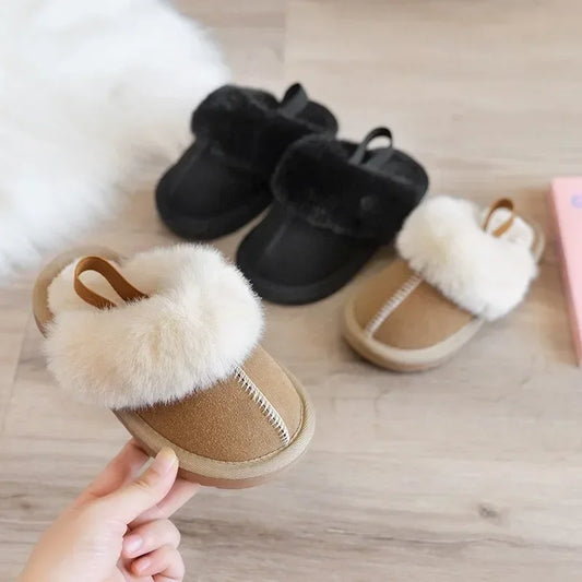 Children's Cotton Slippers Fashion Solid Color Plush Home Slippers Indoor Anti Slip Comfort Girls Shoes Boys Warm Cotton Shoes - Charlie Dolly