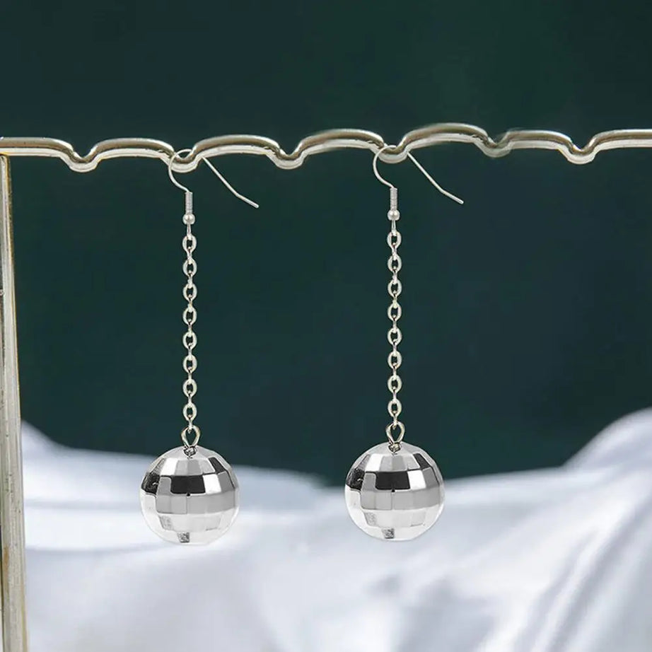 Mirror Disco Ball Drop Earrings Jewelry