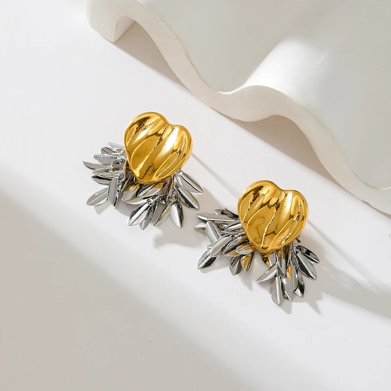 EILIECK 316L Stainless Steel Natural Blue Stone Drop Dangle Earrings for Women New 18K PVD Plated High Quality Fashion Jewelry