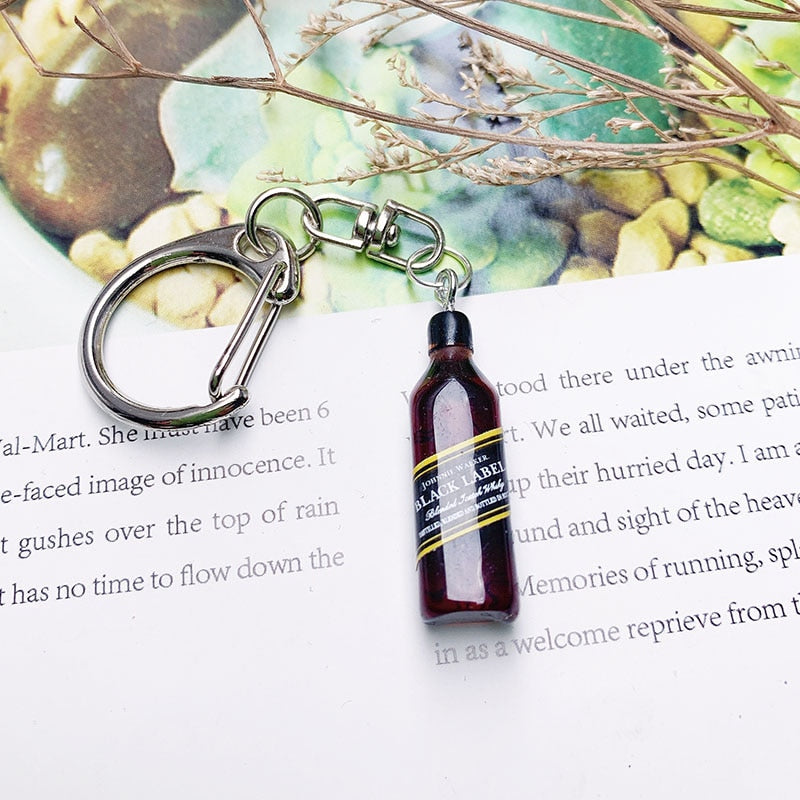 Wine Bottle Keychain Resin Simulation Mini Beer Cocktail Men Women Boyfriend Key Chain Alcohol Lovers Father's Day Gift - Charlie Dolly