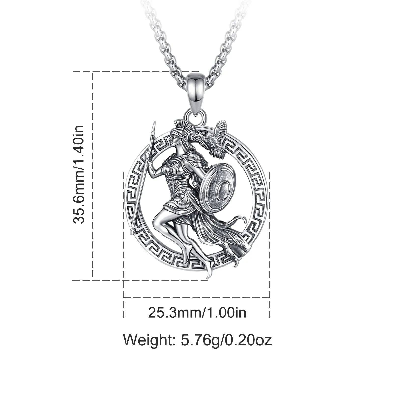 AEONSLOVE 925 Sterling Silver Athena Greek Goddess of War Pendant Vintage Owl Necklace Amulet Mythology Jewelry for Men Women